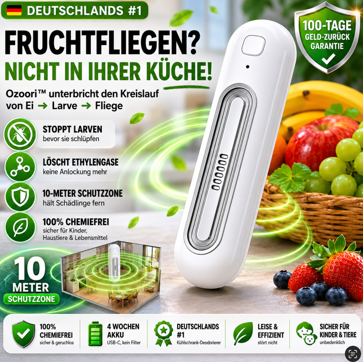 Ozoori™ – Die molekulare Endstation für Fruchtfliegen, Larven und Küchenschädlinge – spare bis zu 500 € im Jahr